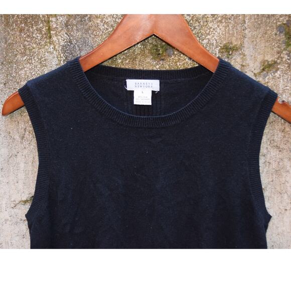 Barneys New York Black Sleeveless Knit Top Silk Cashmere Blend Size L - Picture 2 of 2